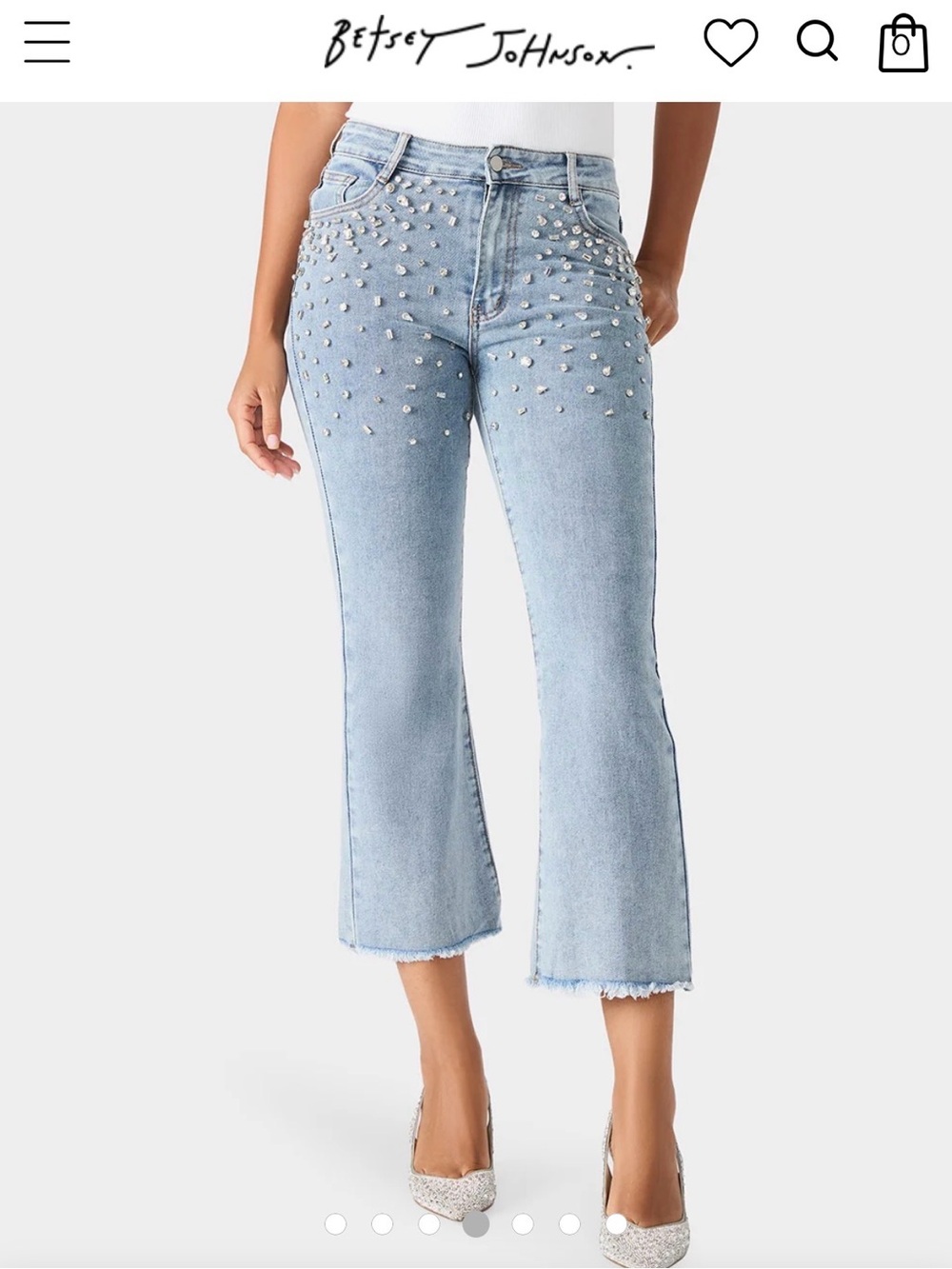 Betsey Johnson Rhinestone Embellished Flare Jeans Light Wash NWT